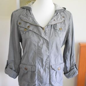 Grey Lightweight Utility Jacket w/ Hood
